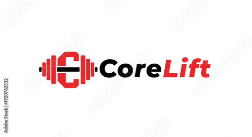CoreLift logo design with dumbbell and weightlifting theme.