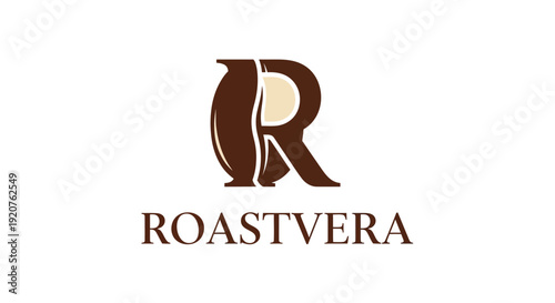 Roastvera Coffee Logo Design with Coffee Bean and Letter R.