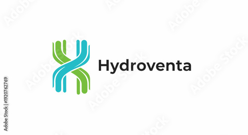 Hydroventa logo design with abstract symbol and company name.