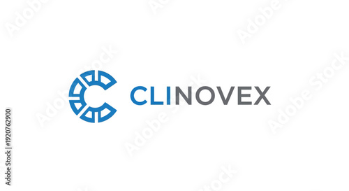 Clinovex logo design with blue and gray colors on white background.