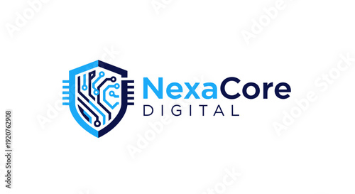 NexaCore Digital logo with shield and stylized lettering.