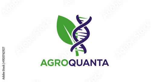 Agroquanta Logo Featuring DNA Helix and Green Leaf.