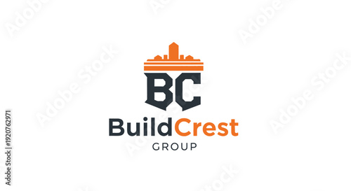 BuildCrest Group logo with stylized cityscape and modern typography.