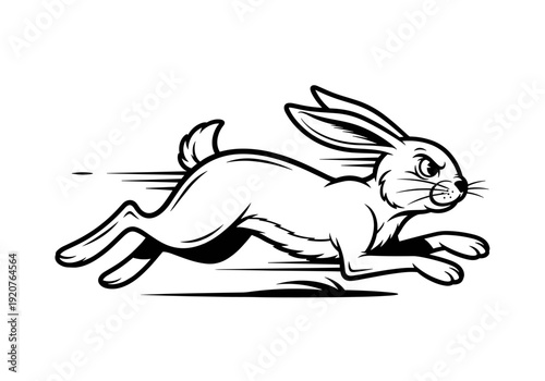 Fast Running Rabbit Cartoon Style.