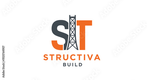 Construction tower or scaffolding forming 'ST' lettermark logo for Structiva Build, symbolizing development, isolated white background.