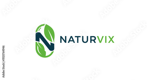 Green leaf forming letter 'N' logo for Naturvix, representing nature and organic products, isolated white background.