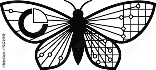 Geometric Butterfly with Abstract Patterns Vector Illustration