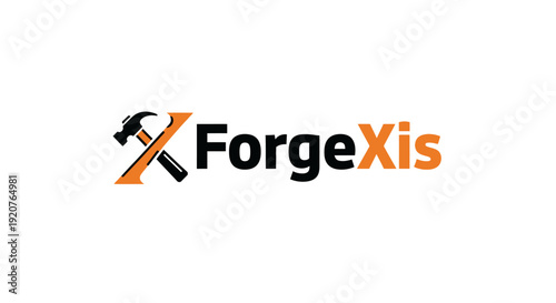 Stylized Letter X Logo with Integrated Hammer and Wrench for Construction or Engineering Business on Isolated White Background