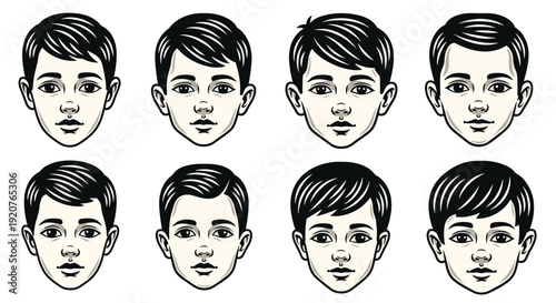 Collection of Diverse Boy Hairstyles and Face Shapes.