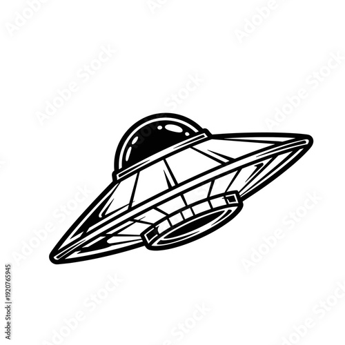 Retro Flying Saucer Illustration.