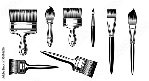 Collection of various paint brushes for artistic and creative endeavors.