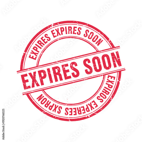 The distressed red circular stamp mark will soon expire.

