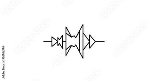 Abstract Digital Sound Wave Form or Audio Signal Representation, Isolated White Background