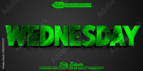  Wednesday Midweek Calendar Day Time Vector Fully Editable Smart Object Text Effect
