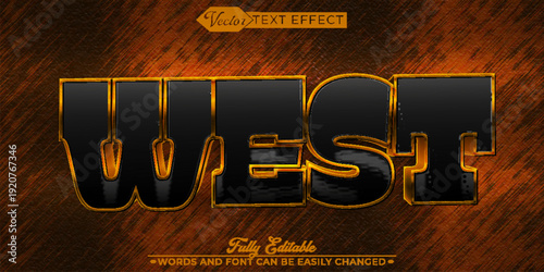  West Direction Adventure Exploration Horizon Vector Fully Editable Smart Object Text Effect