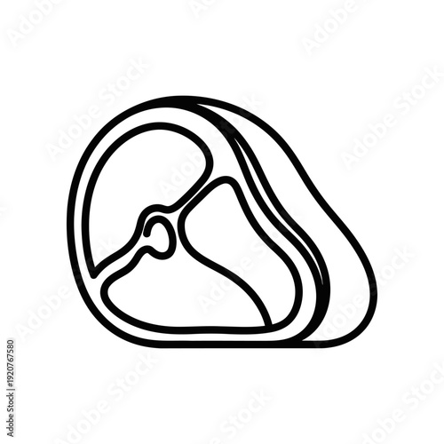 Raw Beef Steak Outline Icon Vector Art, Simple Line Drawing of Meat Slice for Cooking and Food Graphics
