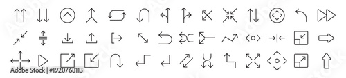 Arrows, navigation and user interface outline icons set