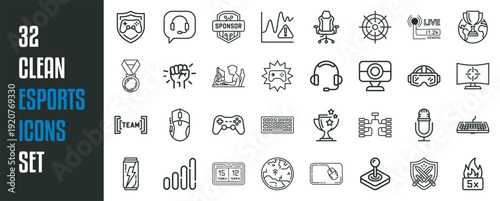 Clean Esports Icons - Gaming and Competition Set