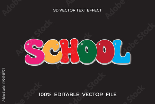 School 3d  text effect, comic style school text effect, editable vector text