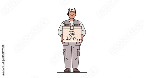 Delivery Man Holding Package with Clock Symbol.