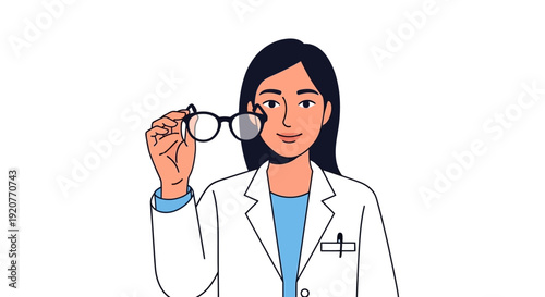 Female Scientist Examining Sample with Magnifying Glass.