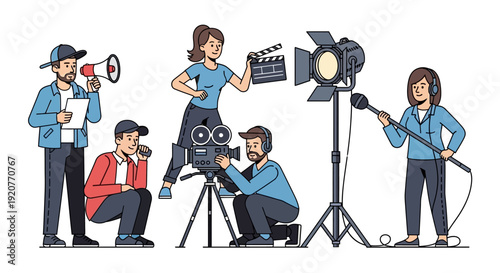 Film Crew Members Preparing for Production.