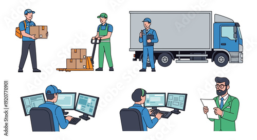 Logistics Workers Managing Shipments and Orders.