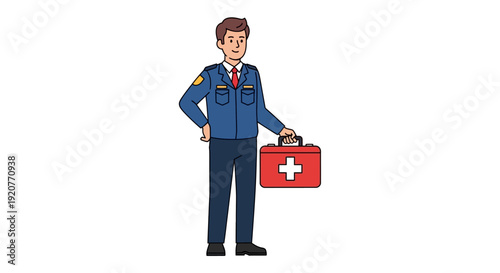 Male Paramedic Holding First Aid Kit.
