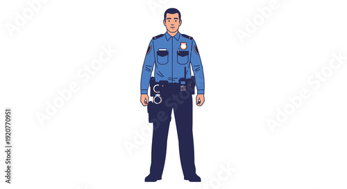 Male Police Officer Standing in Uniform.