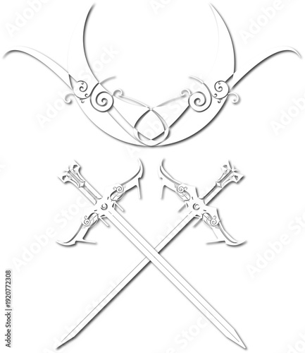 White lilith  symbol  tattoo art - moon sword tattoo idea, design, art, logo, png 300dpi.