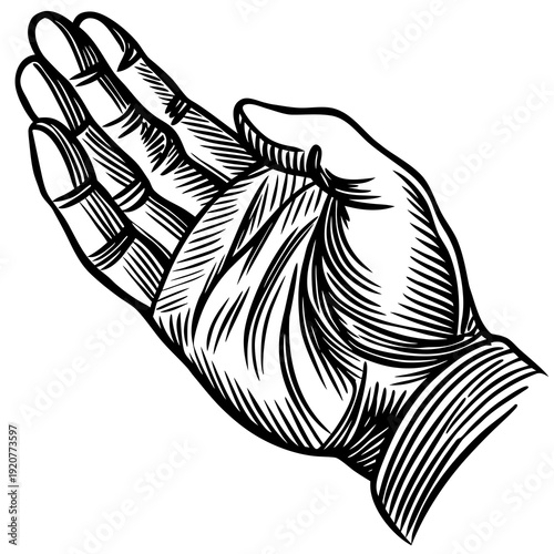 Hand with open palm showing a gesture at an unknown time and place Generative AI