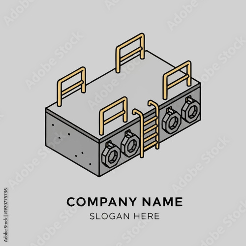 Industrial machinery template with placeholder for company name and slogan.