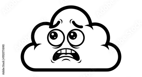 Worried cloud cartoon face