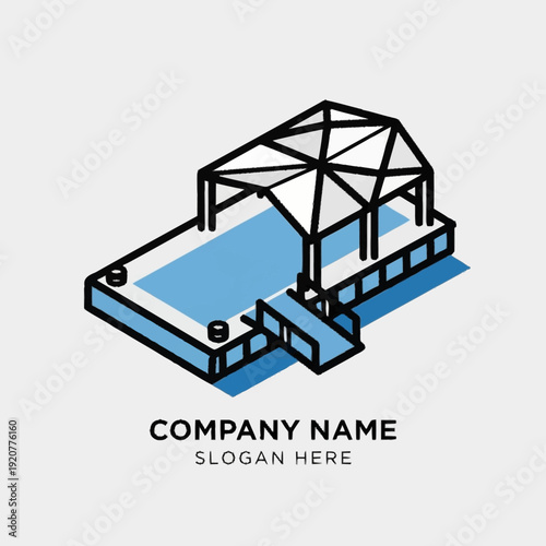 Modern Swimming Pool Pavilion Graphic Design Template.