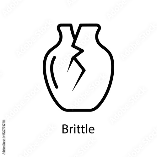 Broken Vase Illustration Showing Brittleness with Cracked Pot Simple Design