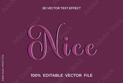 Editable script nice text effect vector,  Nice text effect 3d style, 