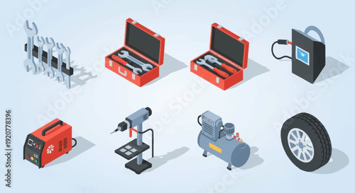 Assorted Automotive Tools and Equipment Set.