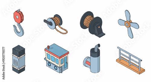Industrial Equipment and Machinery Parts Illustration.