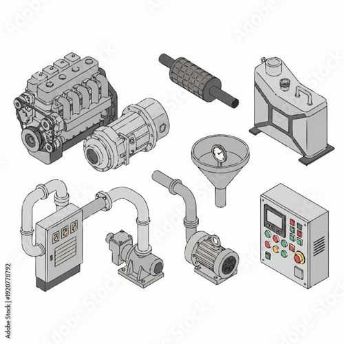 Industrial machinery parts and control panel.