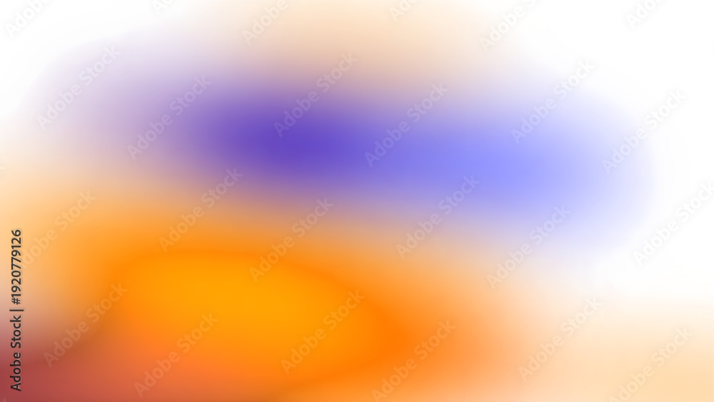 Naklejka premium A blurred image with a mix of orange, purple, and white colors creating a soft, abstract visual.