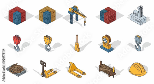 Collection of 3D Construction Tools and Equipment.