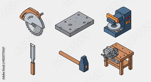 Woodworking Tools and Equipment Set.