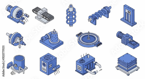 Collection of Industrial Machinery Components and Parts.