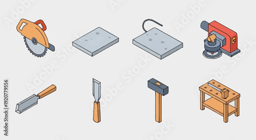 Collection of Various Carpentry Tools and Equipment.