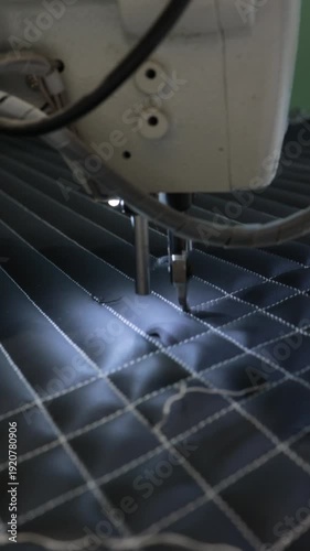 Industrial Machine Quilting Black Leather Upholstery