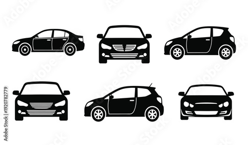 Collection of six different car silhouettes