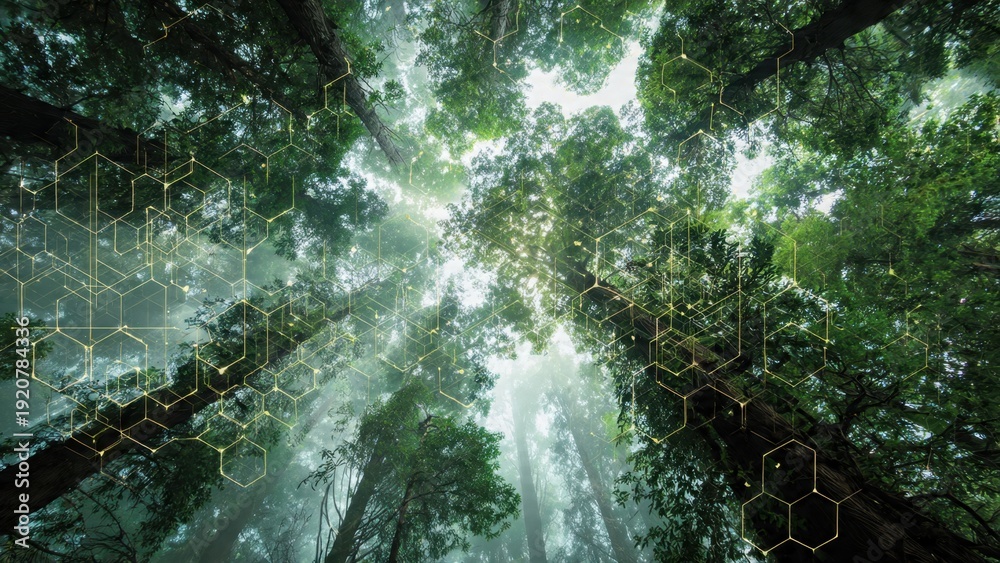 Naklejka premium Digital Network in Forest Canopy