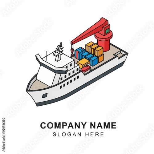 Cargo Ship with Containers Being Loaded by Crane.