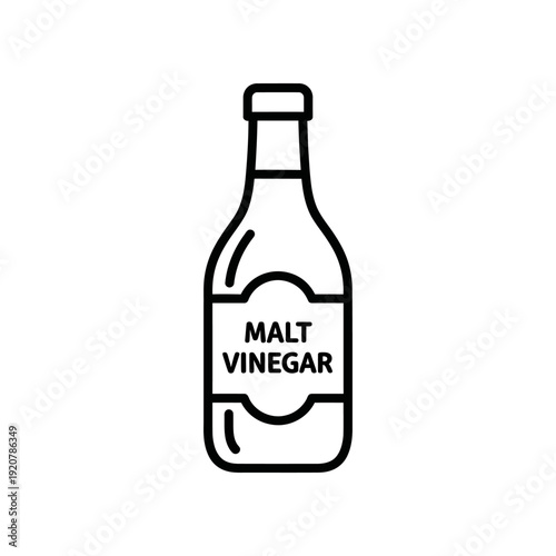 Malt Vinegar Bottle Illustration on White Background