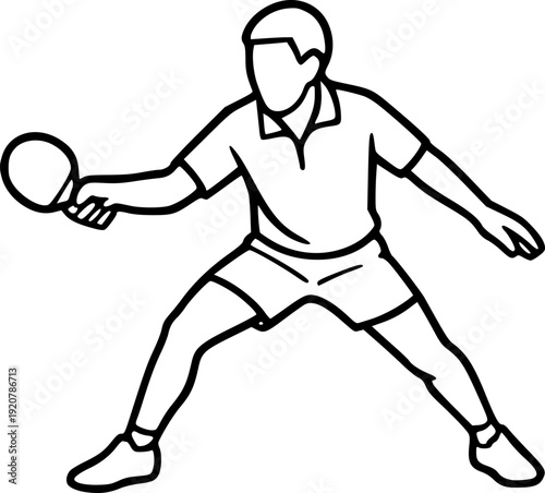 Professional outline vector of a table tennis player, isolated on white. Perfect for sports posters, logos, t-shirts, websites, and athletic design projects.